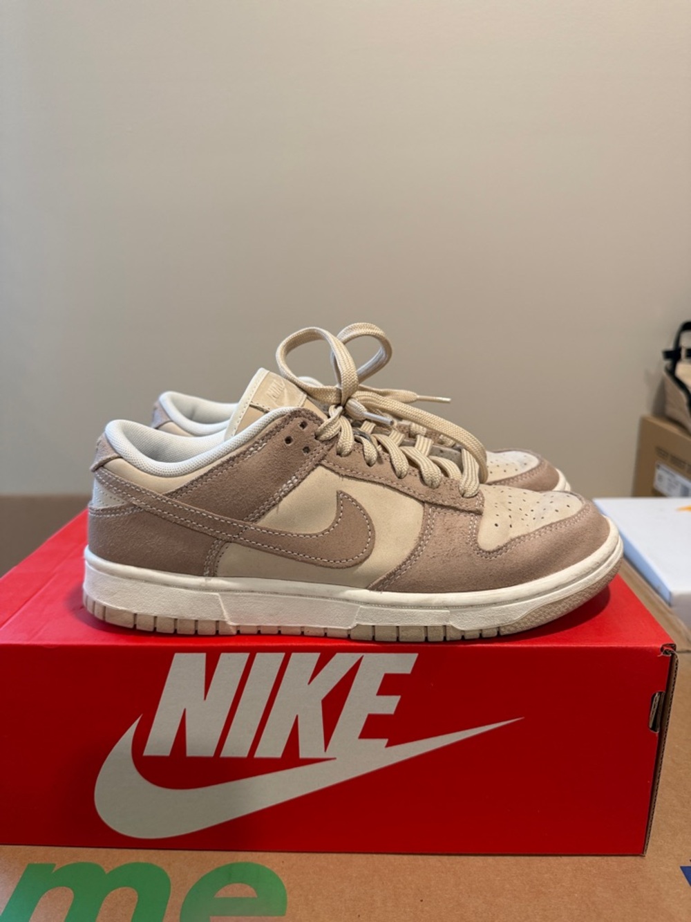 Nike Low-Top Dunks Sneakers in Beige and Cream Suede